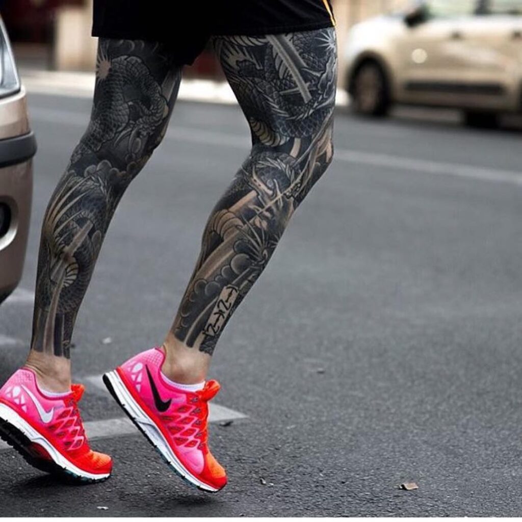 Black Leg Sleeve Tattoo