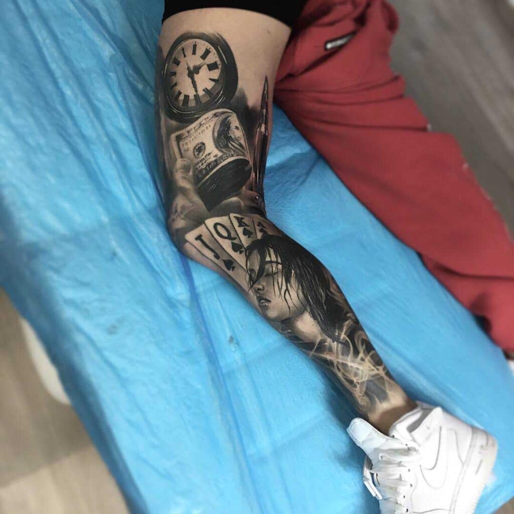 Leg Sleeves Tattoo by Emil Bajer